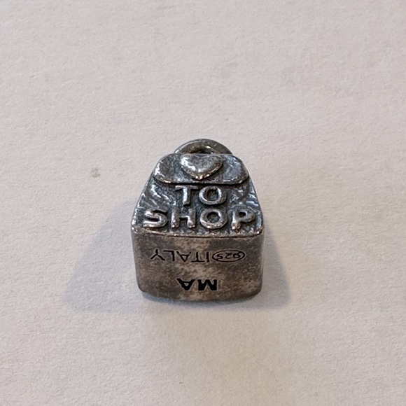 Vintage 🩶 To Shop Silver Bag Charm - Picture 2 of 5